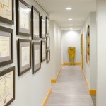 hallway with all awards and certifications
